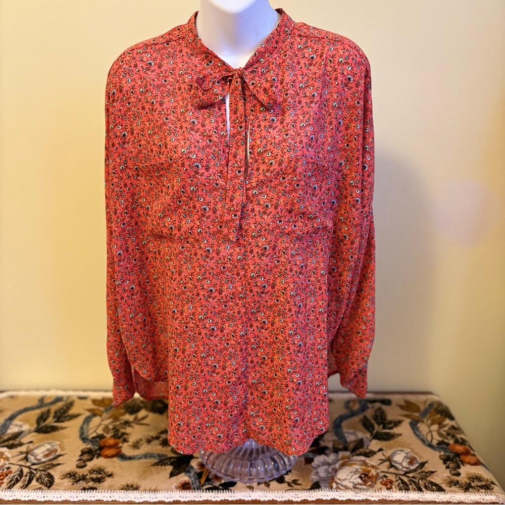 Abercrombie & Fitch Red Floral Blouse